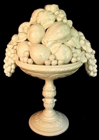 Italian Pottery Fruit Compote Large Very Unusual Antique