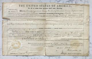Antique President Andrew Johnson Secretary Signed Land Grant Missouri 1866