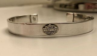 Rare Harley Davidson Stamped 925 Sterling Silver Cuff Bracelet
