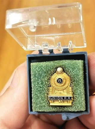 Union Railroad 1/10 10kt Gold Filled 15 Year Service Pin Gf Vintage Vtg Rr