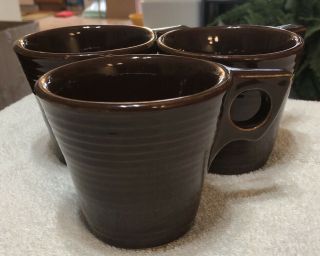 Set Of 3 Matching Vintage Mcm Suburbia Mccoy Usa Pottery Brown Coffee Mugs /cups