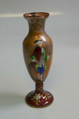 Antique French Signed Enameled Cabinet Vase - Signed " Vibert "