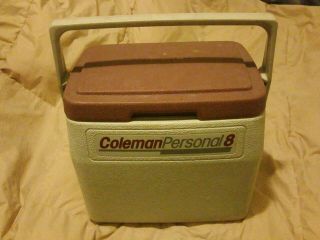1988 Coleman Personal 8 Cooler 5272 Lunch Box Red Lid Made In Usa Vintage