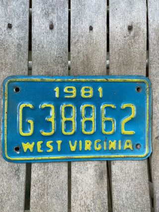 1981 West Virginia Vintage Motorcycle License Plate Tag
