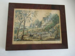 Vintage Currier & Ives Print Titled " The Season Of Blossom 