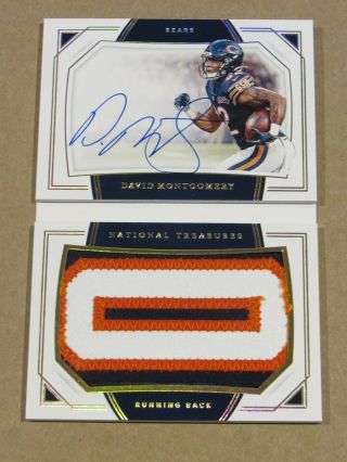 2019 National Treasures David Montgomery Rookie " O " Letter Patch Auto Book 6/10