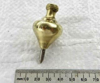 Vintage Small Solid Brass & Steel Plumb Bob 2.  9oz (80g) Marked Wf Old Tool