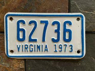 Vintage 1973 Virginia Motor Cycle License Plate/tag Item 4711 - 40