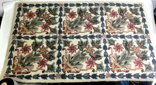 Vintage Antique Hand Hooked Rug Floral Wool Carpet 30 " X 50 " Area