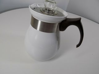 Vintage Corning Ware Plain - White 6 - Cup Coffee Pot Percolator Pot & Lid P - 166