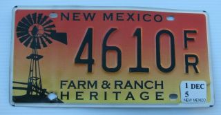 Mexico Graphic Farm Ranch Heritage Auto License Plate " 4610 Fr " Windmill