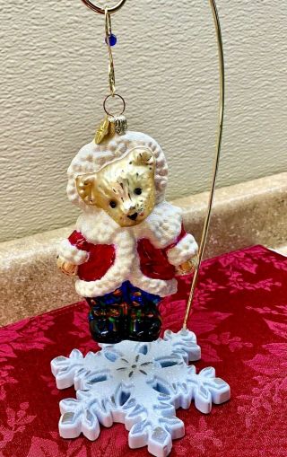 Vintage Christmas Christopher Radko 5 " Teddy Bear In Santa Suit Ornament Euc