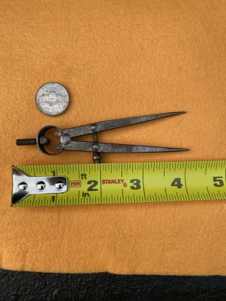 Small Old Vintage L.  S.  Starrett 4 " Divider Caliper Compass Tool Atho Mass Usa
