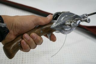Vintage Hurd Caster Fishing Rod Serial 68390 Walnut Pistol Grip