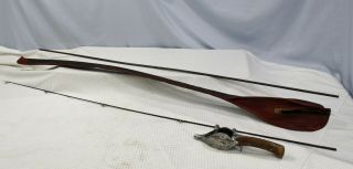 Vintage Hurd Caster Fishing Rod Serial 68390 Walnut Pistol Grip 2