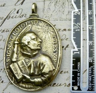 Antique 18th Century St.  Ignatius Of Loyola & St.  Francis Xavier Bronze Medal