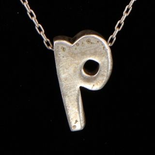 Vtg Sterling Silver Jewelart Initial Letter " P " Pendant 18 " Chain Necklace 6g