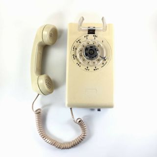 Vintage Western Electric Bell Wall Phone 554 Rotary Dial Beige 1983