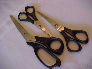 3 Pairs Vintage Singer Scissors 5 ",  6 ",  8 " Black Handle Sewing Tools Crafts