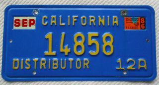 California (blue Base) Distributor License Plate