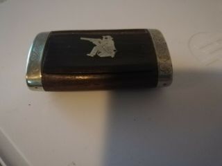 Antique wooden miniature Box,  with a miniature pistol,  handgun fitted 2