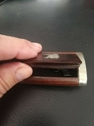 Antique wooden miniature Box,  with a miniature pistol,  handgun fitted 3