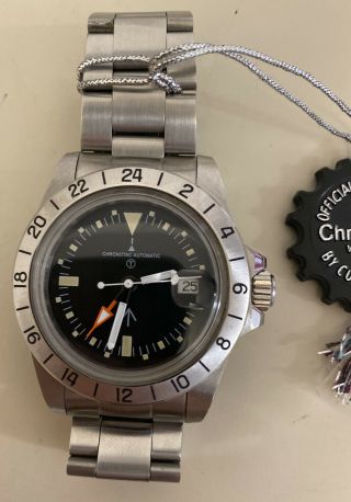 Mens Chronotac GMT Watch Automatic Vintage Steve McQueen Explorer II 1655 3