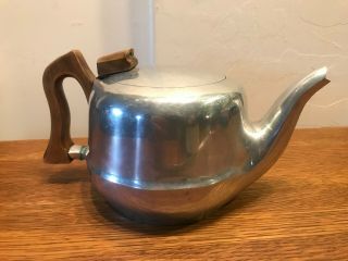 Vintage Picquot Ware T6 Tea Pot Made In England Wooden Handle Spouted Tea Pot