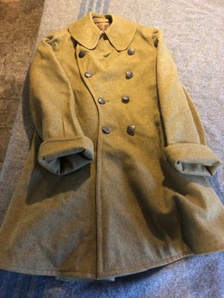 Pre - Ww1 Us Army Overcoat Trench Coat W.  Rimmed Eagle Buttons