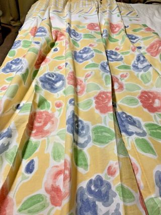 Shower Curtain Vintage Mcm Hand Made Yellow Floral Bright Cheerful/mint 70 " X74 