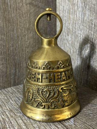 Vintage Solid Brass Monestary Bell Qui Me Tangit Vocem Meam Audit Heavy Ornate