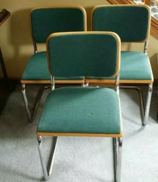 3 Vintage Authentic " Thonet " Marcel Breuer Chrome Tubular Cantilever Chairs