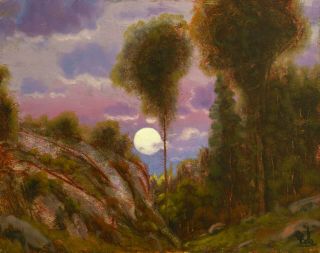 Max Cole Oil Painting Landscape Signed Vintage Antique Dutch Moon Art 2