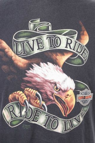 Vtg 1991 Harley Davidson 3 - D Emblem " Live To Ride " Motorcycle T - Shirt Mens Xl