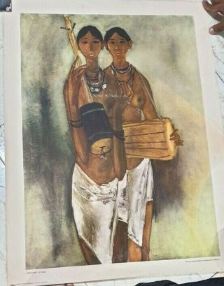 Old Vintage Air India Air Lines Co.  Poster From India 1970