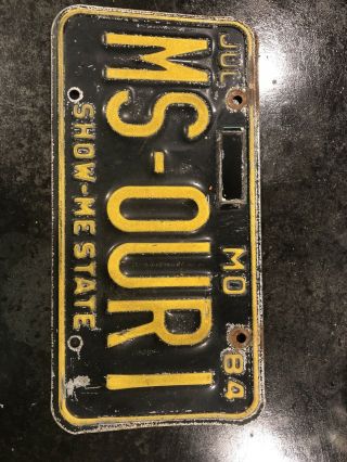 Vintage Vehicle Missouri Vanity License Plate Ms - Ouri Mizzou College Tigers