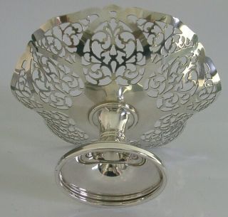 Quality English Sterling Silver Pierced Pedestal Dish Bowl 2000 132g