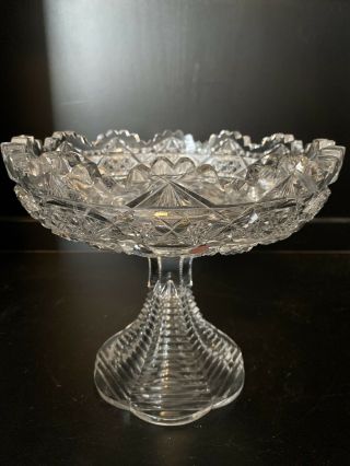 Signed Hoare American Brilliant Cut Crystal Compote Antique 1853