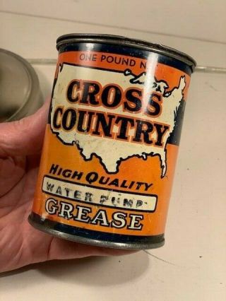 Old Antique Vintage 1930s Sears Cross Country One Pound Grease Oil Can