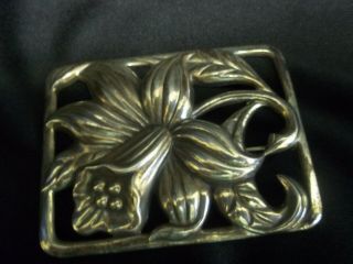 Vintage Art Nouveau Flower Floral Sterling Silver Pin Brooch 23 Grams
