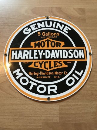 Ande Rooney Harley Davidson Motor Oil 11 1/4 " Porcelain Sign