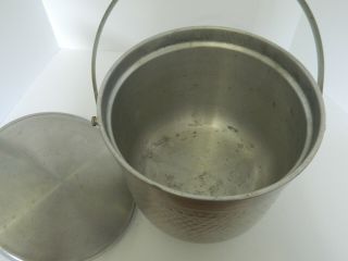 Nasco Italy Mid Century Vintage Hammered Aluminum Lined Ice Bucket with Lid 3