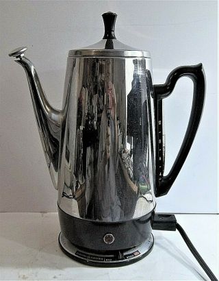 Vtg Ge General Electric Immersible Chrome 10 Cup Percolator Coffee Pot A1ssp10