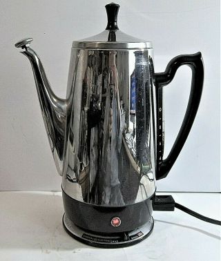 VTG GE GENERAL ELECTRIC IMMERSIBLE CHROME 10 CUP PERCOLATOR COFFEE POT A1SSP10 2
