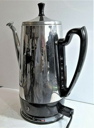 VTG GE GENERAL ELECTRIC IMMERSIBLE CHROME 10 CUP PERCOLATOR COFFEE POT A1SSP10 3