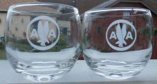 2 Vintage 1960 American Airlines Rounded Rocks Glass First Class Aa Logo Glasses