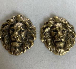 Vintage Large Lion Head Clip On Earrings Lightweight Estate