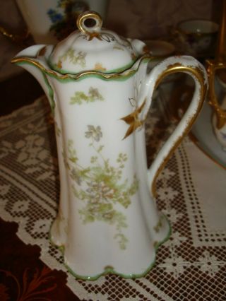 Antique Haviland Limoges Chocolate Coffee Tea Pot,  Violets 52