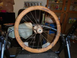 Antique Wooden Steering Wheel From The Early 1900 