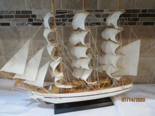 Vintage - Nautical Wood Model Sail Ship " The Gorch Fock Ship " Wood Dove On Bow